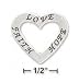 Sterling Silver Open Heart Charm With Love Hope Faith