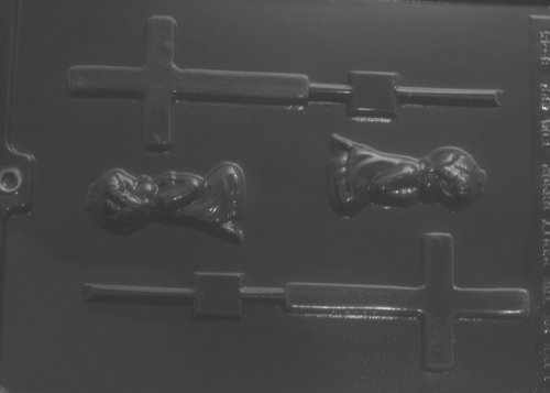 GIRL & CROSS CHRISTENING SUCKER CHOCOLATE MOLD