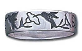 Solid Sterling Silver Hummingbird Band Ring