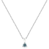 10k White Gold Martini Set Blue Diamond Pendant (.15 ct)