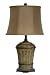 New CBK TABLE LAMP EA 1 OVAL BASE W/VERTICAL LEAF DESIGN HAMMER ACCENT OVAL BELL SHADE BROWN CORD