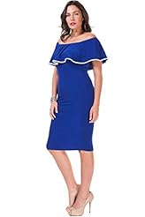 Plus Size Off the Shoulder  Polyester/Spandex Cocktail Bodycon Dress/Evening Dress  With Ruffles