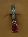 TUMMYTOYS BELLY NAVEL RING WHITE GOLD 1 CARAT RUBY PAVE