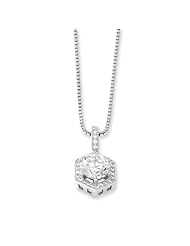 Sterling Silver & CZ Brilliant Embers Hexagon 18in Necklace
