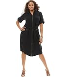 INC International Concepts Plus Size Dress, Zip Front Silk Black
20W