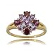 Tanzanite, Grape Garnet, and Diamond Flower Ring in 14 Karat Yellow Gold