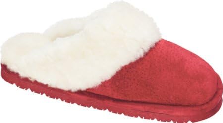 Old Friend Women's Ladies Scuff Wide,Red/White Fleece,Large (8-9 M US)