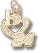 Driver Number "I Heart 24" 1/2" Charm/Pendant -14K/10K, Stainless Steel or Gold Plated