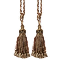 Pair of Bronze and Pale Yellow Jasmine Tassels by Luxury Lane