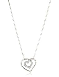 Myia Passiello "Timeless Hearts" Swarovski Pure Brilliance Zirconium Framed Heart Pendant Necklace