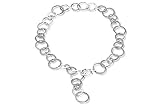 14K White Gold Matte-Finish Hand-Crafted Round-Shaped Open Link Lariet Necklace, Enhanced with Burnish Set Diamonds.