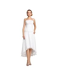 A-line Strapless Short Sleeveless Chiffon/Polyester Beaded Wedding Dress 