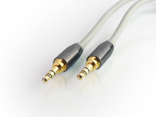 InCarCables Car + Home Stereo AUX-IN Cable 3.5mm for iPod, iPhone, smartphone and mp3 players - With metallic black, stepped slimline connector, to accommodate iPhone 4 and smartphone cases (4ft/1.2m)