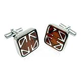 Unique Designer Cherry Wood Stainless Steel Cufflinks by Cuff-Daddy