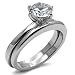 Stainless Steel Solitaire Round Cubic Zirconia Wedding Set Stainless Steel Solitaire Round Cubic Zirconia Wedding Set