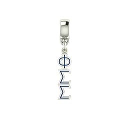 Phi Sigma Sigma Lavaliere Drop Charm. Solid Sterling Silver with Enamel