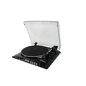 Ion - Proflash - Platine disque vinyle - carte SD, cl� USB avec couvercle - Noir