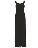 Black Knit Long Dress U Shape Neck Back Tide Strap