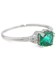 10k Gold May Birthstone Created Emerald and Diamond Ring