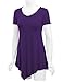 MBJ WT638 Short Sleeve Shirts for Womens Tops Casual V-Neck Summer Clothes Asymmetrical Tunic Blouses XXL Dark_Purple