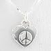 Double Sided Heart Pendant with Peace Symbol in Sterling Silver on 16" Box Chain, #8403