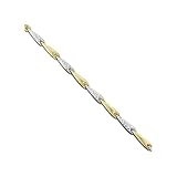 10K Two Tone Gold Alternate Polished and Diamond Cut Bracelet - 7