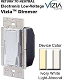 Leviton VZE06-1LZ Vizia 600-Watt 120-Volt AC Electronic Low Voltage Dimmer with LED Locator and Brightness Display, White, Ivory and Light Almond