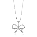 Sterling Silver Diamond Accented Bow Pendant/Necklace with 18" Chain