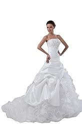Strapless  Organza/Taffeta Lace Applique Beaded  Ball Gown  Dress with a Brush/Sweep Train 