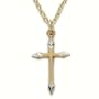 14K Gold Filled 3/4" 2-Tone Women Cross Necklace with Pointed Ends on 18" Chain