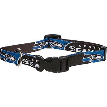 Seattle Seahawks Adjustable Pet Dog Collar (Large)