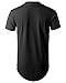 Mens Hipster Hip Hop Basic Long T-Shirt with Zipper Trim (Large, 1rd03_Black)