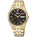Seiko #SNE044 Men's Gold Tone Black Dial Solar Quartz Watch
