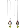 Handcrafted Genuine Sterling Silver Green IMPERIOUS CUBE Threader Earrings MADE WITH SWAROVSKI ELEMENTS