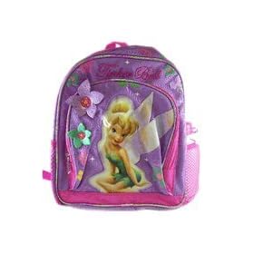 Disney Fairies - Tinker Bell Backpack - Mini Size - Pink and Purple Featuring Tinkerbell and Foam Metallic Flowers
