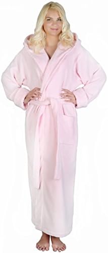 Arus Women's Ankle Length Hooded Zero Twist Soft Turkish Cotton Bathrobe