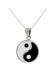 Sterling Silver Yin Yang Pendant with 18 Inch Chain Necklace