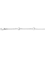 14K White Gold 07"Alternate Oval Chain Link And Polish Puff Heart Symbolic Bracelet With Lobster Clasp