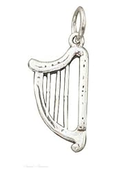 Sterling Silver 3D Musical Instrument Harp Charm