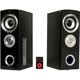 LandSound Elegant Tall Piano Black 2.0 Speakers - 2x 50W RMS