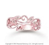 14k Rose Gold Ornate 1/6 Carat Diamond Stackable Ring