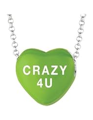 Sweethearts Enamel "Crazy 4 U" Heart on 16" Necklace Pendant with Gift Box