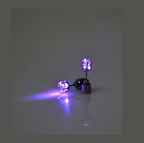 Genesis Seller 1 Pair Multicolor Bright Stylish Fashion LED Earrings Glowing Light Up Diamond Crown Ear Drop Pendant Stud Stainless - Pink