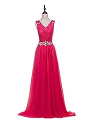 V-neck Lace Evening Dress/Wedding Party Dress 