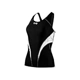 TYR Women's Competitor Fitted Tankini: Black/White; LG