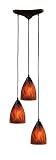 3 Light Chandelier In Dark Rust And Espresso Glass