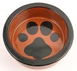 Melia Black Paw On Brown Design Ceramic Dog Bowl-LARGE