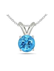 0.30Ct Round Blue Topaz Pendant in Sterling Silver Gold