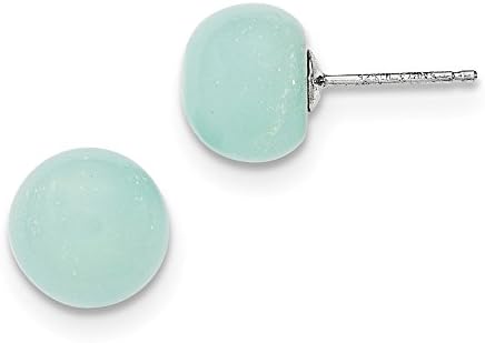 Sterling Silver 10-10.5mm Button Amazonite Post Earrings,