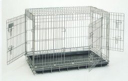 Precision Pet 1131-11326 3-Door Sterling Silver Deluxe Great Crate 6000 - 48 x 30 x 33 Inch - Includes Pawsitively Housebroken DVD